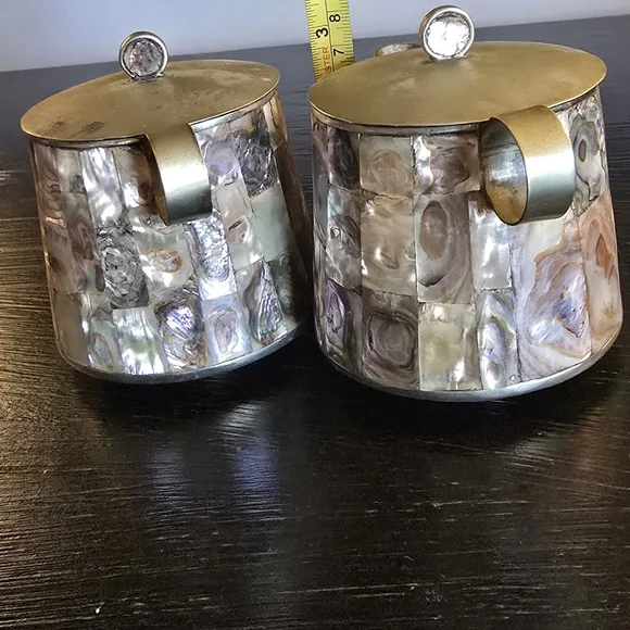 Vintage Mexican Silver And Abalone Cream And Sugar Taxco Inspired - Picture 6 of 6